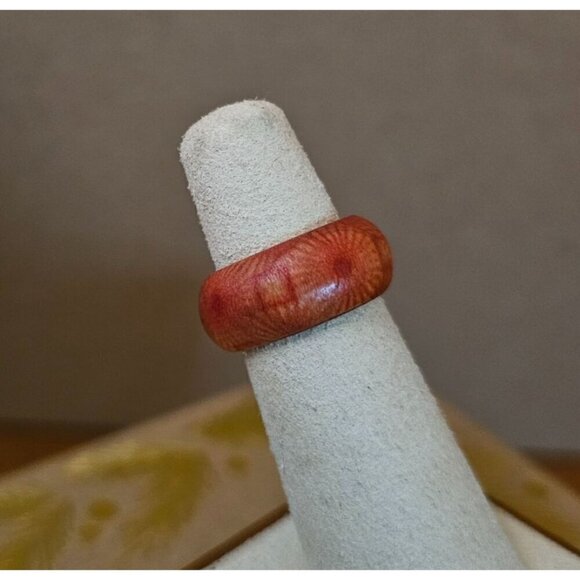 Size 4.5 Real Wood Unisex Ring Handcrafted Matte Finish Minimalist Jewelry - Picture 2 of 4